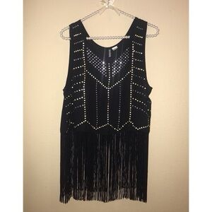 Silver-studded Fringe top